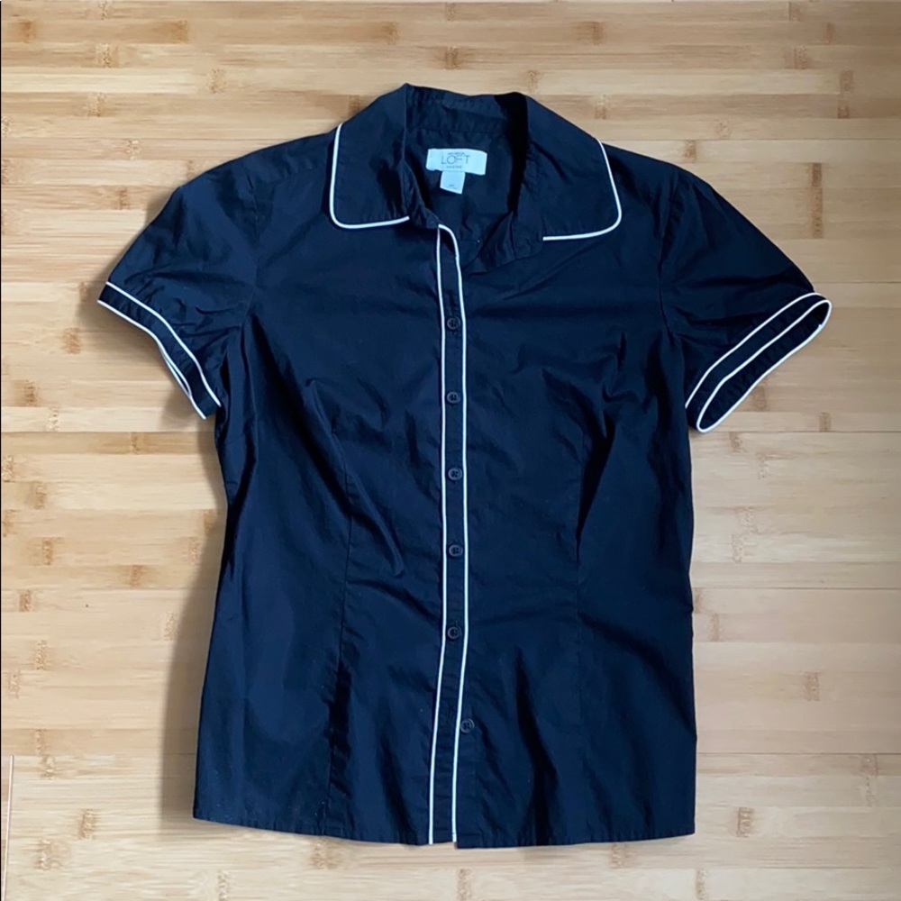 Loft Petite Black Button Up
